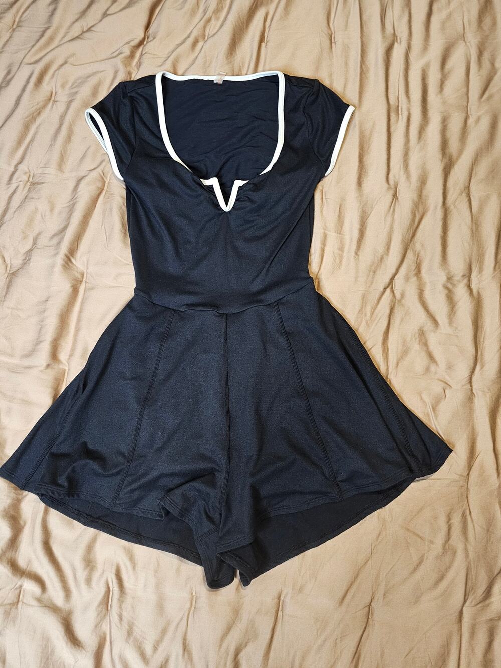 FP Movement Black Flowy Shorts Romper Built-In Shorts XS Open Back